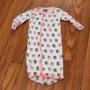 KicKee Pants newborn green and pink koalas gown